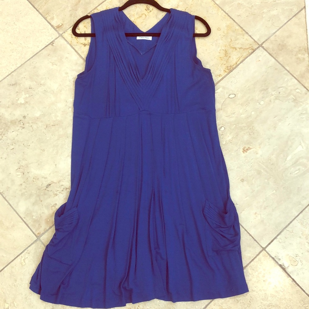 Calvin Klein summer blue jersey dress with pockets